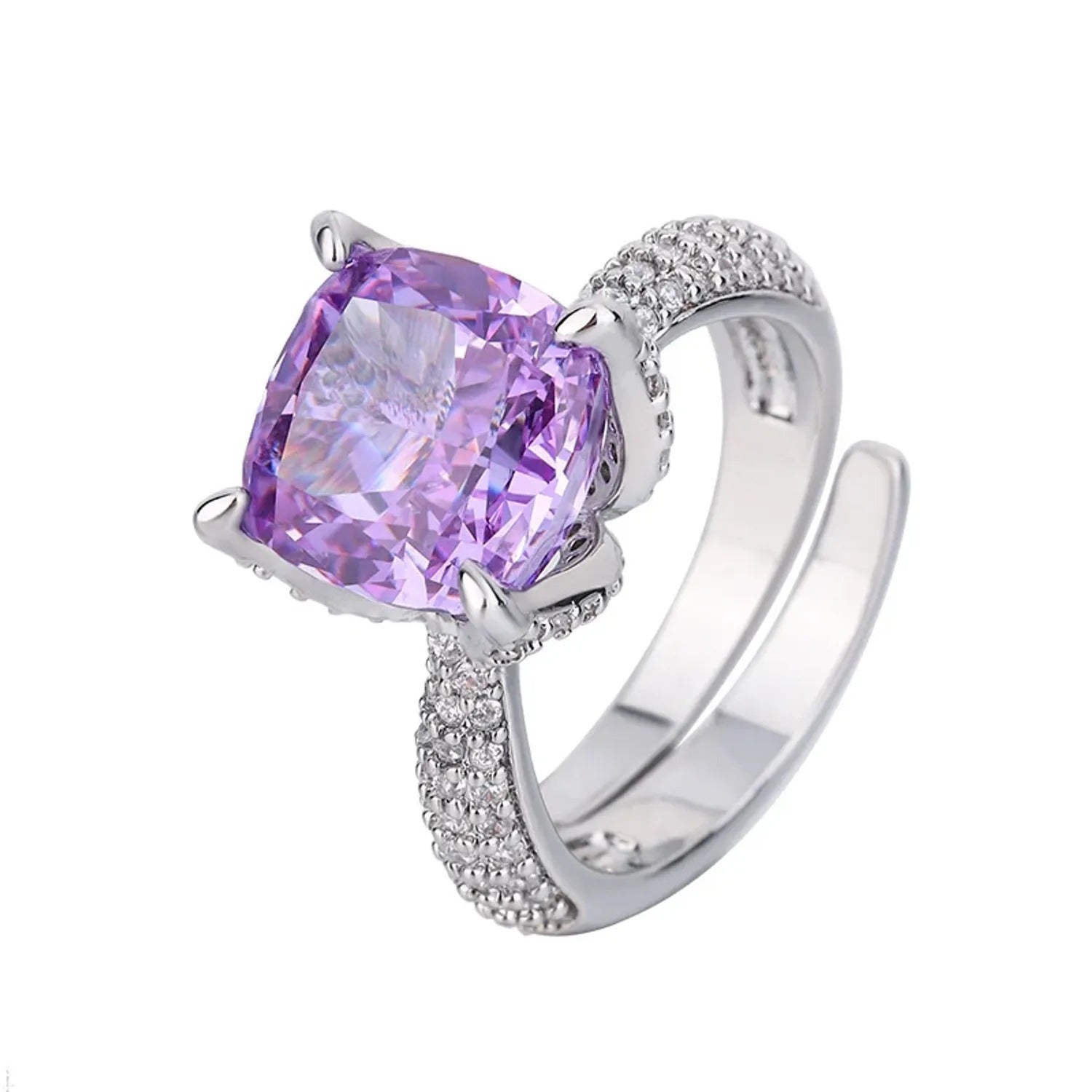 Zhuangshengsheng Gold-Plated Ice-Cut Zirconia Ring