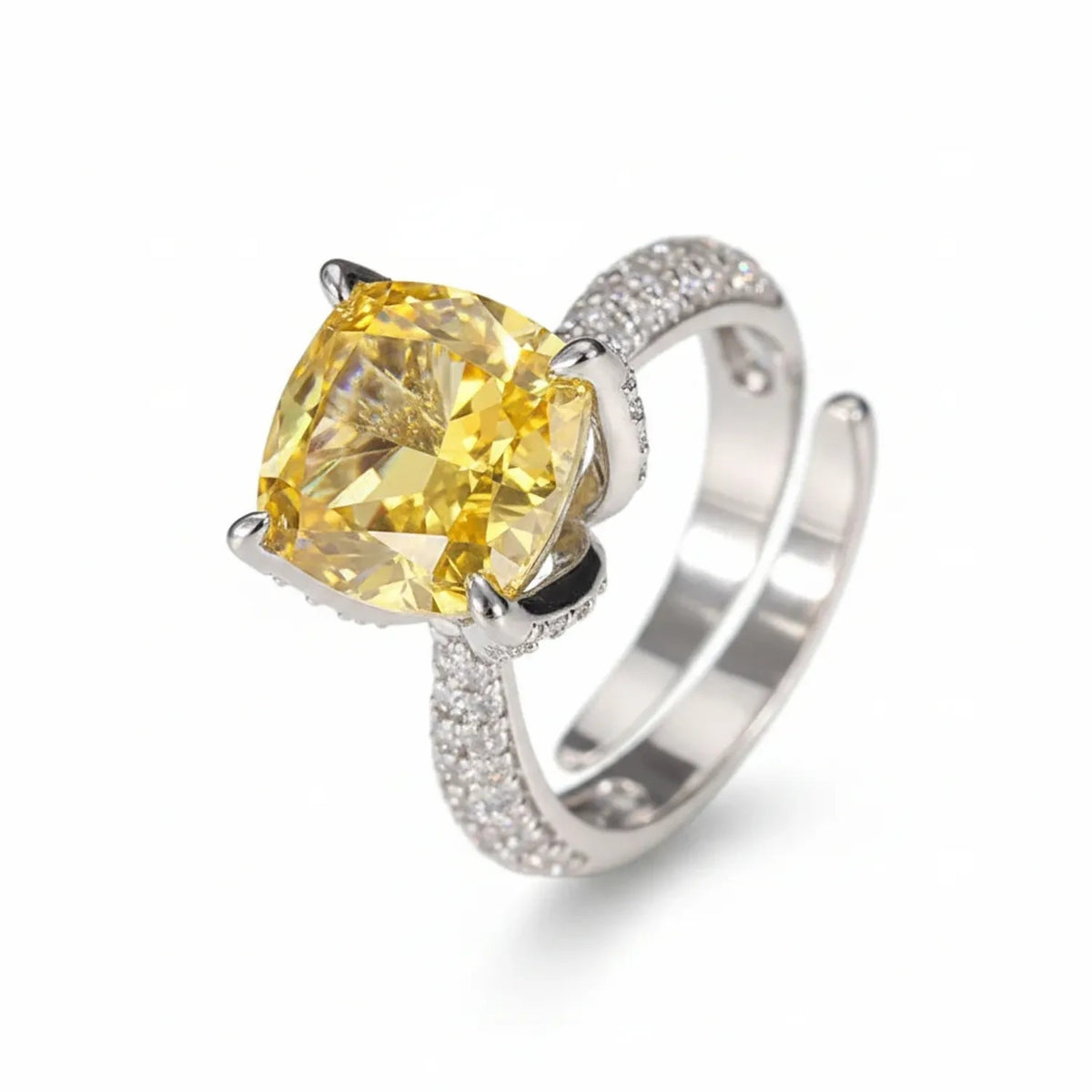 Square Ice-Cut Cubic Zirconia Statement Ring in Gold-Plated Brass